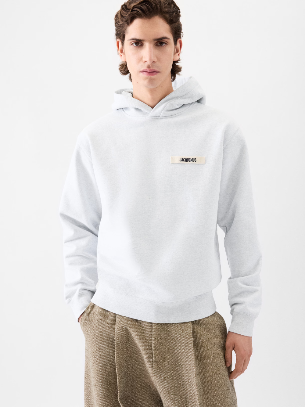 Jacquemus The Gros Grain Logo Hoodie in Grey