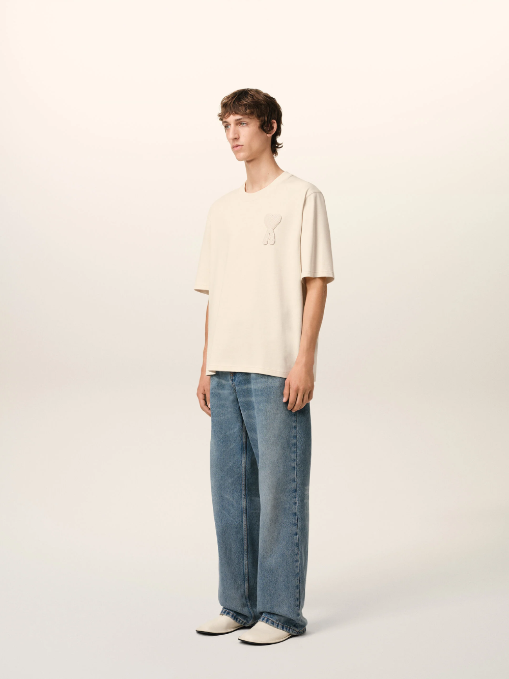 AMI PARIS Ami de Coeur T Shirt Beige