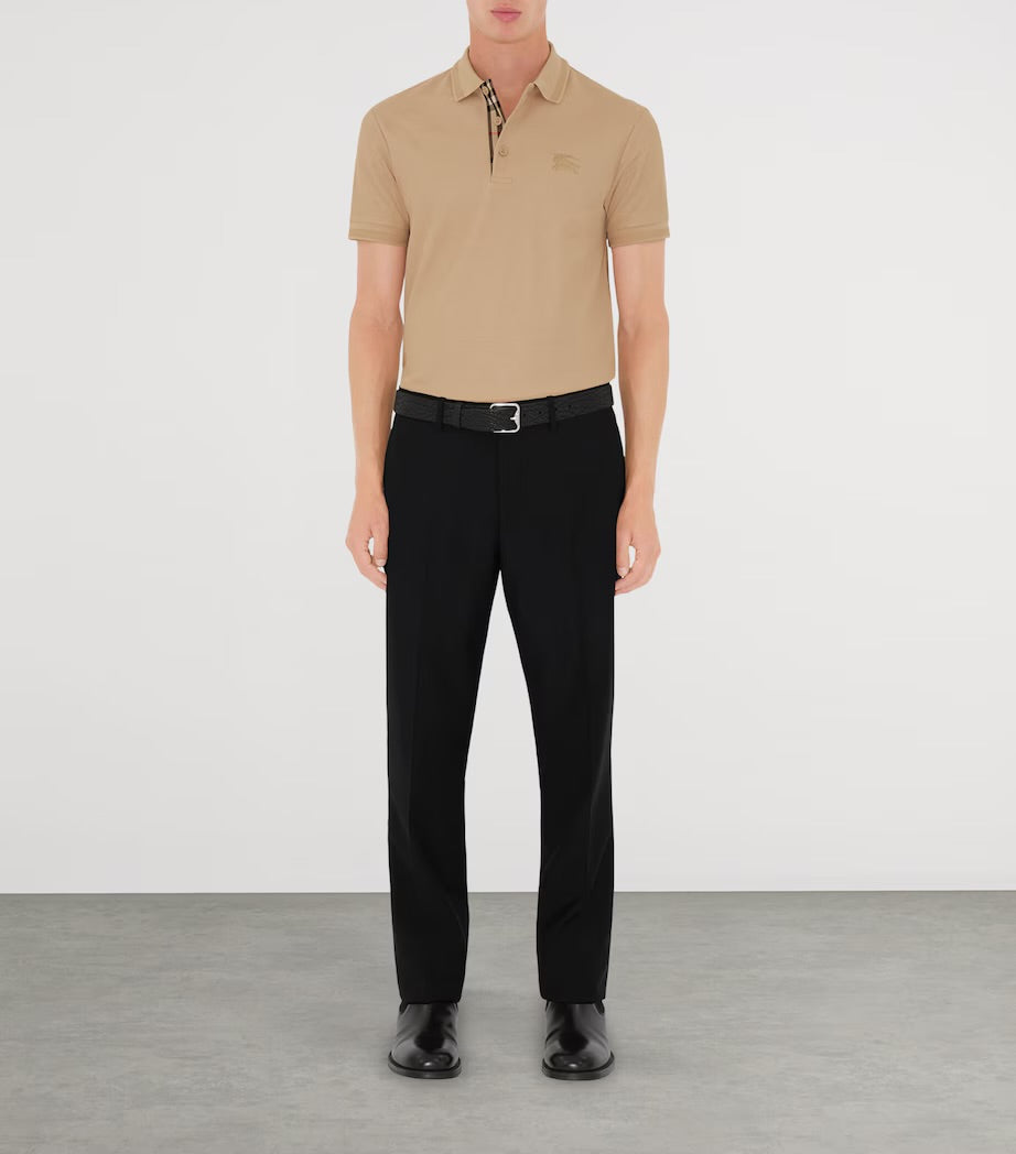 Burberry Cotton EKD Embroidered Polo Shirt Camel