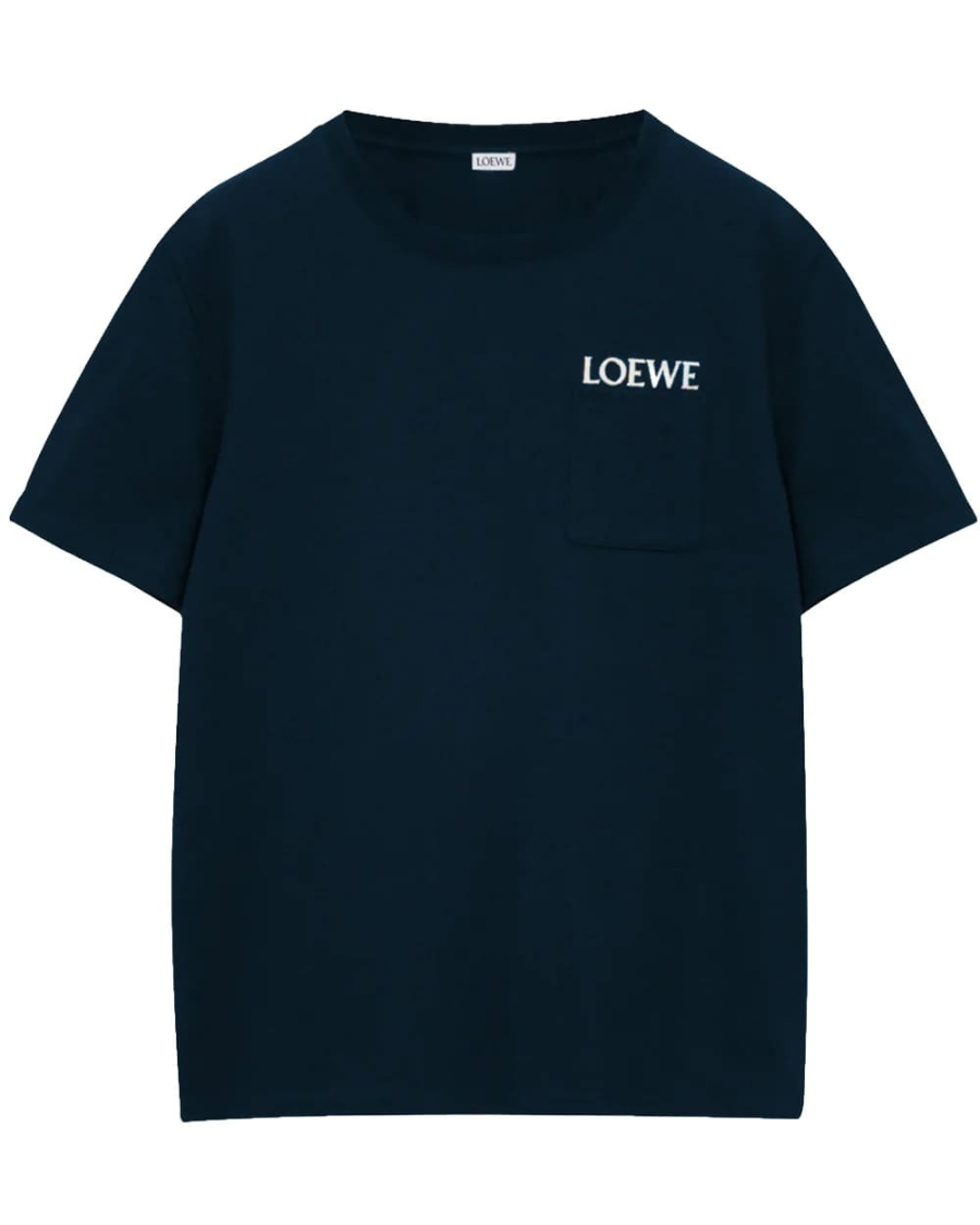 Loewe Brand-Embroidery Relaxed Fit T-Shirt Navy