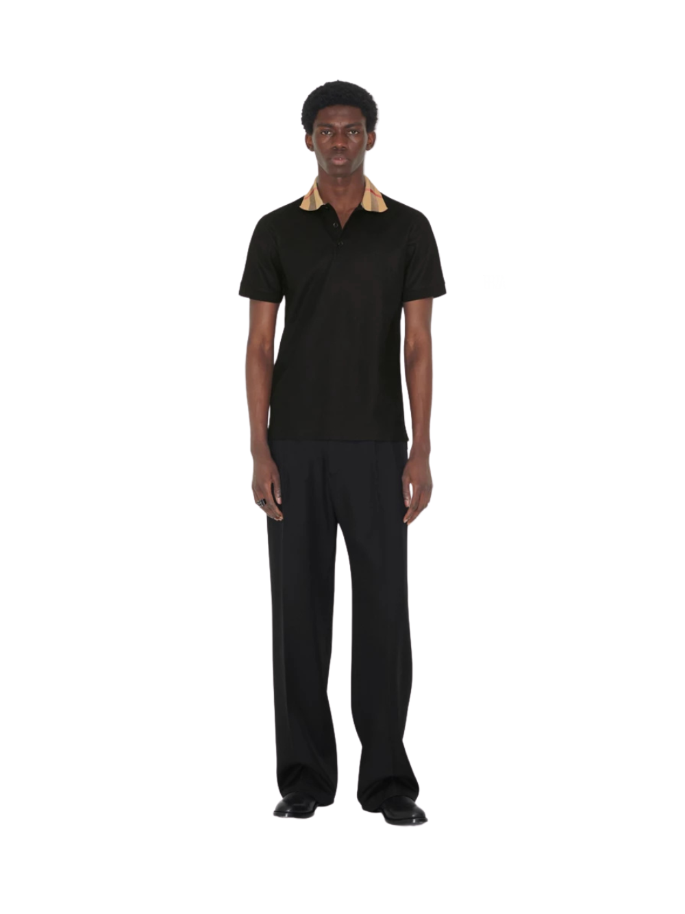 Burberry Vintage Check Print Collar Polo Shirt Black