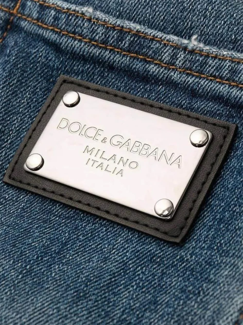 Dolce & Gabbana Logo Plaque Skinny-Fit Cotton Jeans Blue