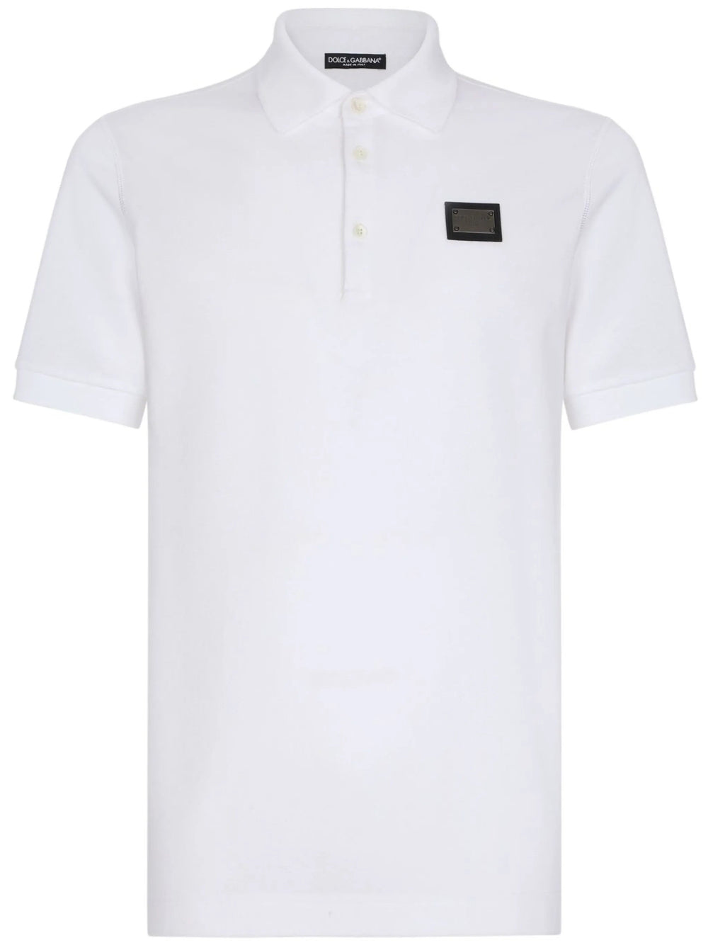 Dolce & Gabbana Logo Polo Plaque Shirt White