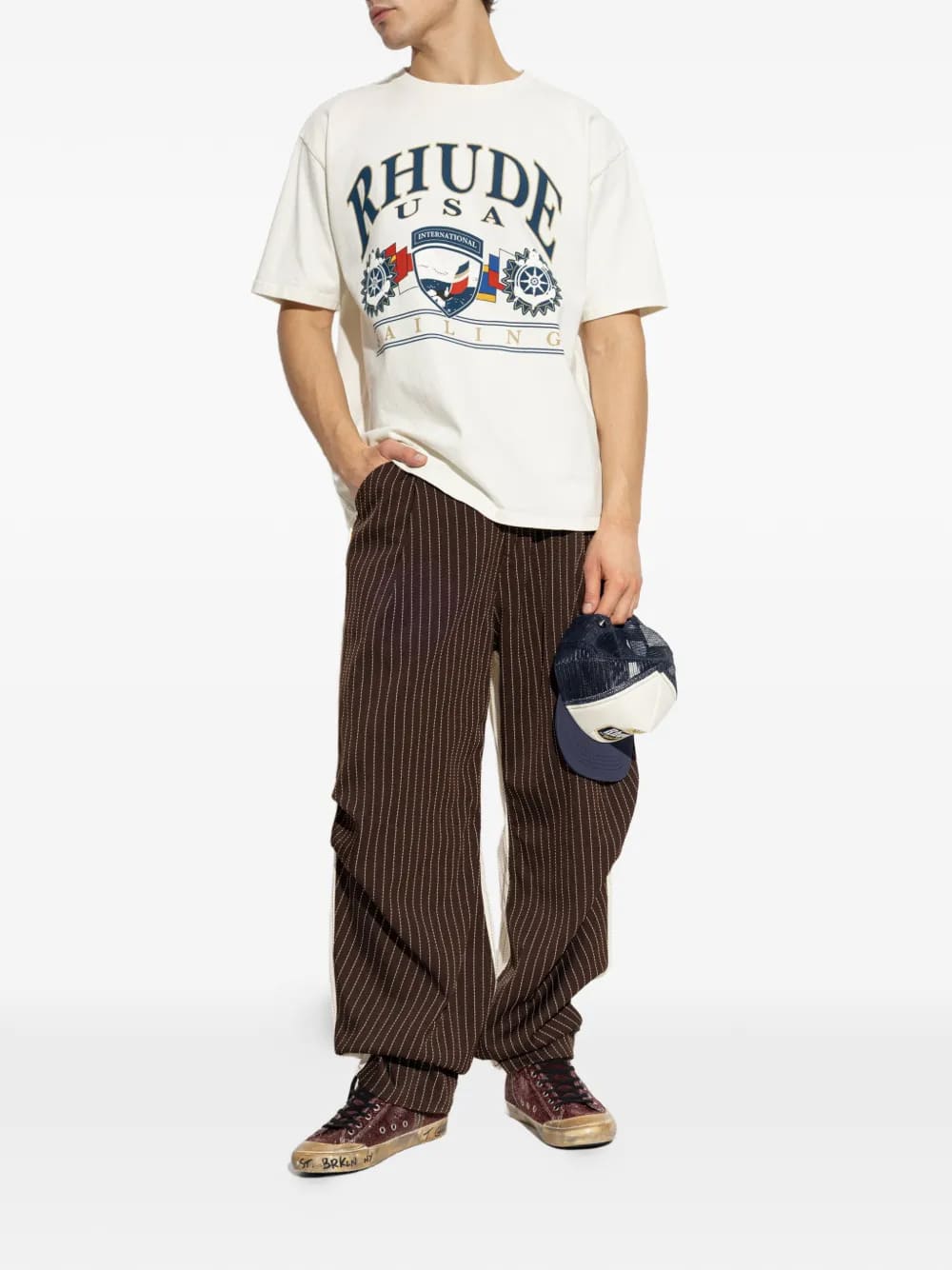 Rhude USA Sailing Icon T Shirt White