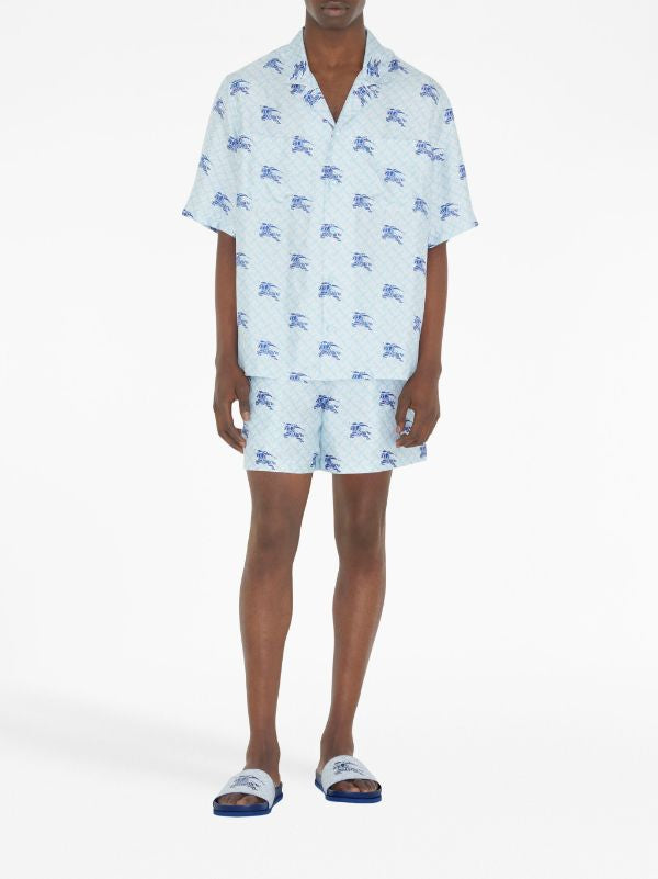 BURBERRY 'BRANDON' SILK SHORTS BLUE