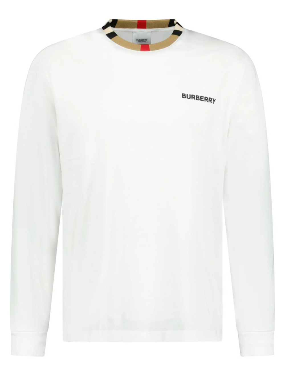 Burberry Jayson Check Long Sleeve T Shirt White