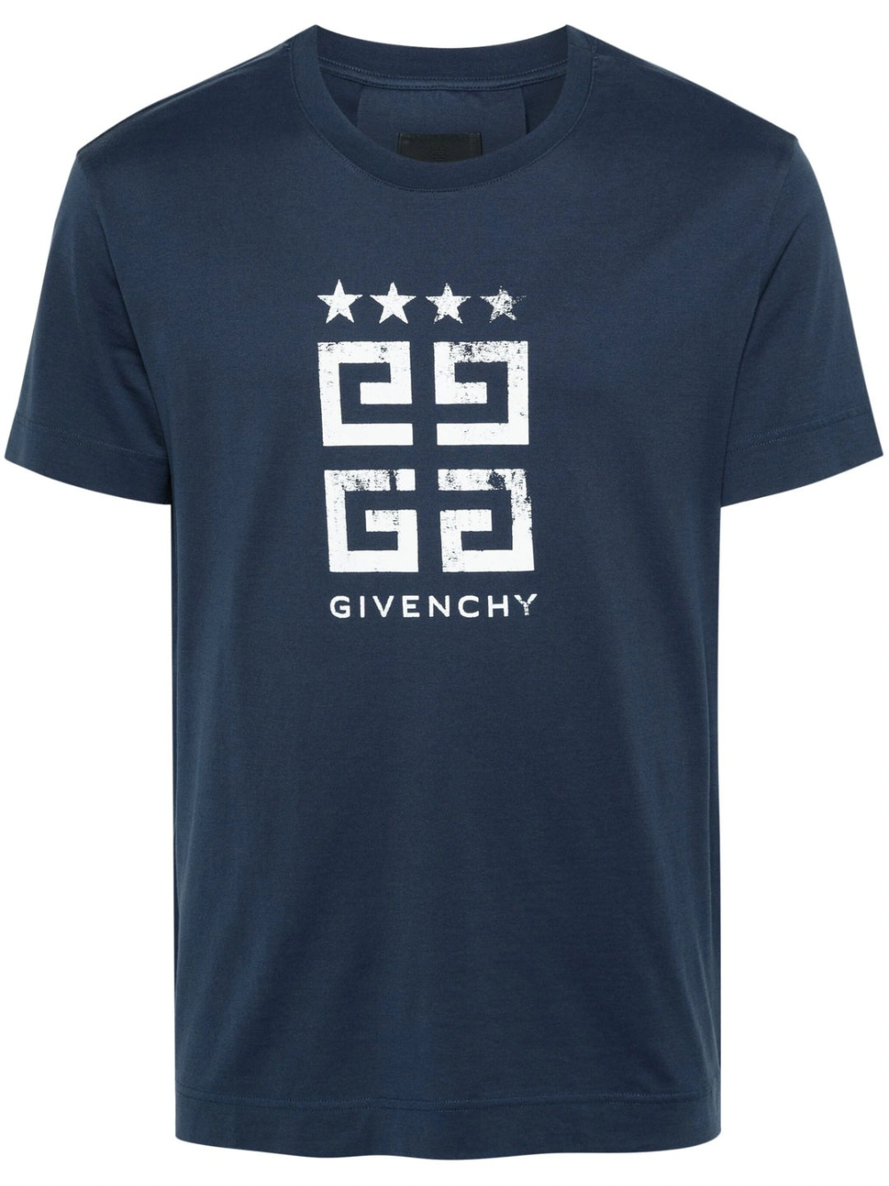 Givenchy 4G Stars White logo Printed T-Shirt Blue