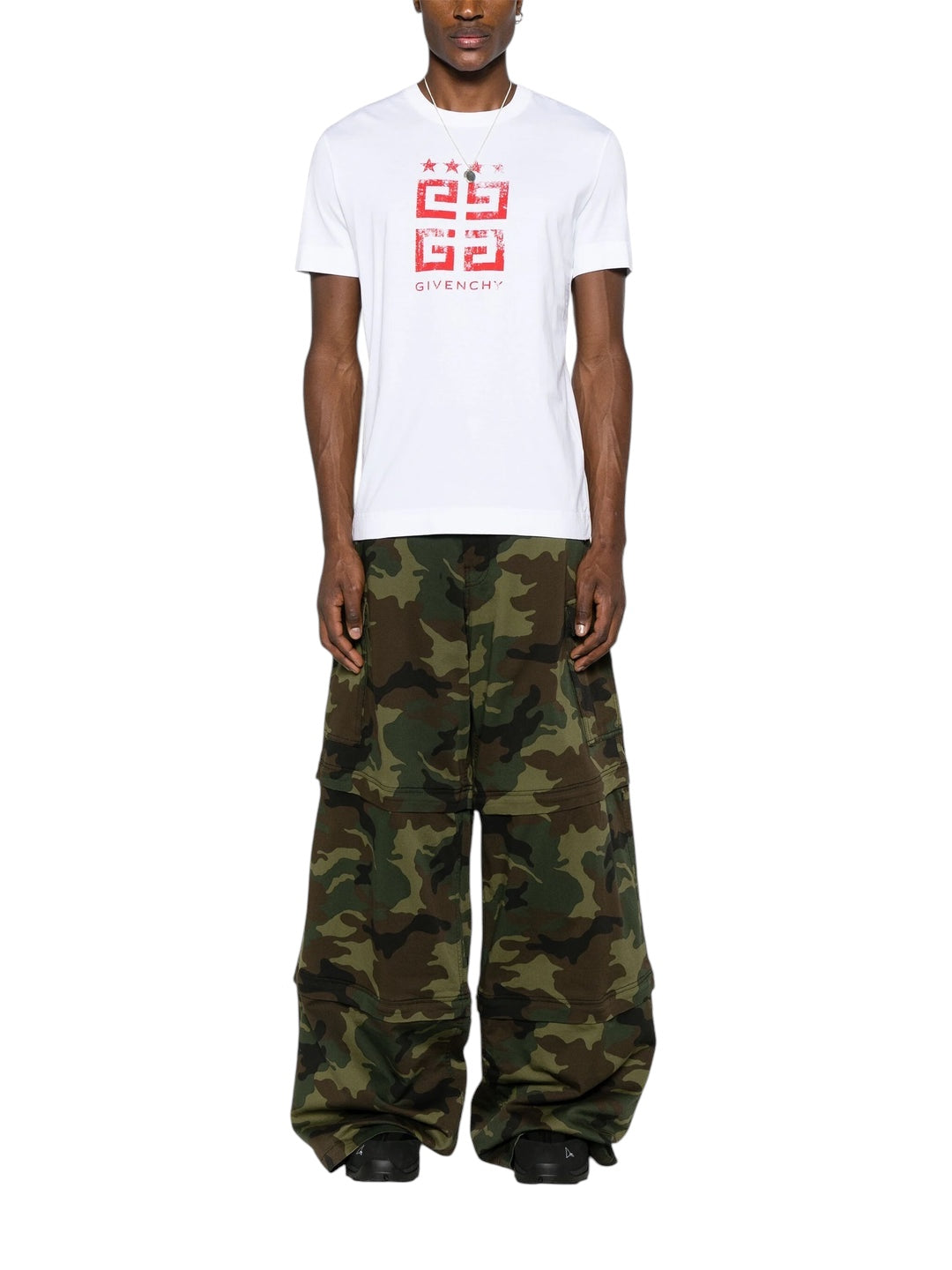 Givenchy 4G Stars Red Logo Printed T-Shirt White/Red