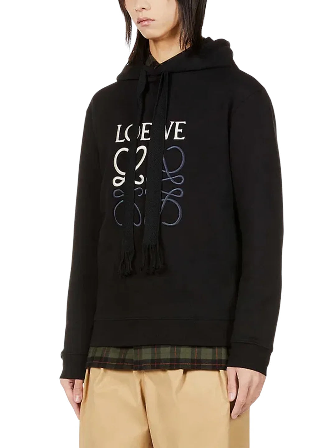 Loewe Anagram Embroidered Logo Hoodie Black