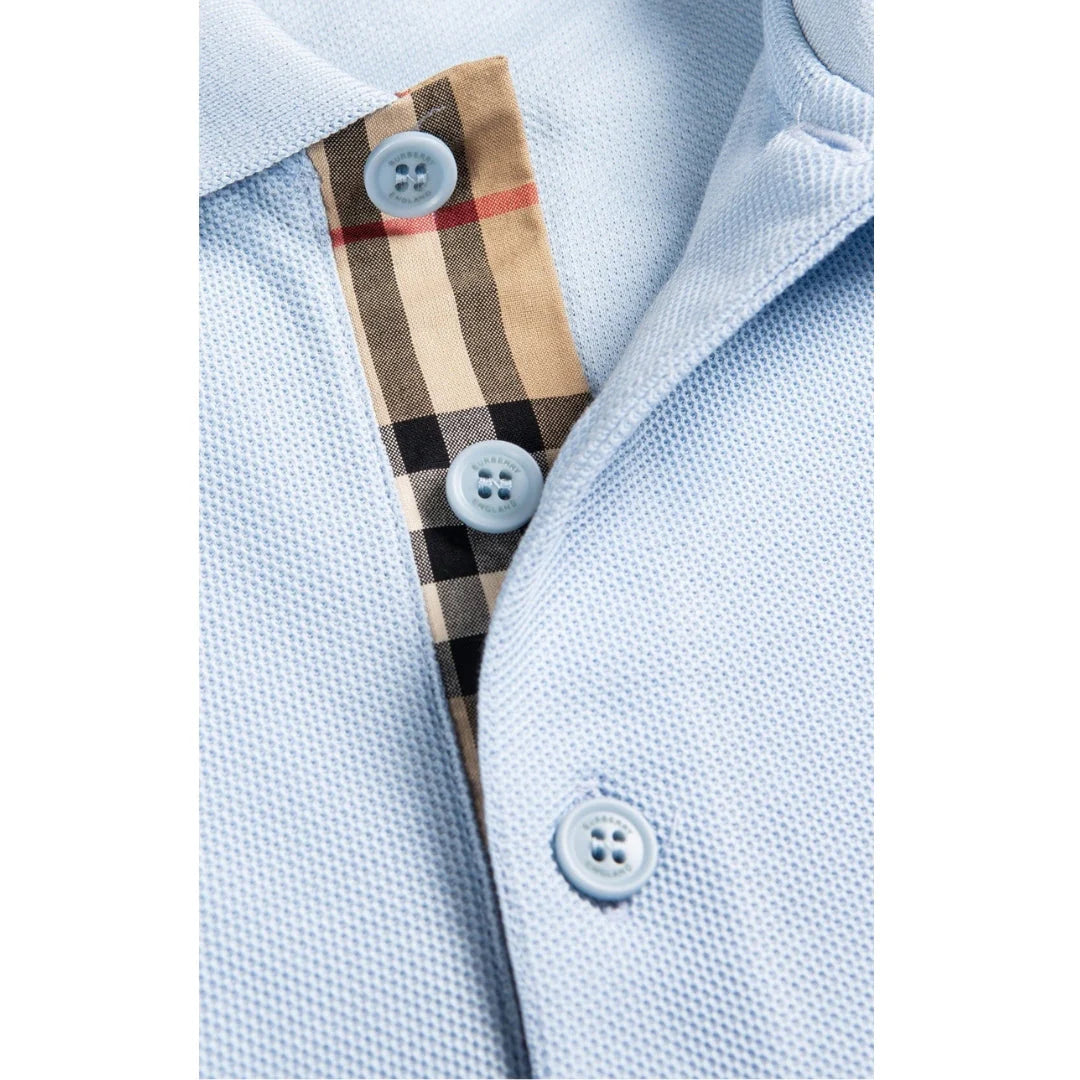 Burberry Branded Circle Logo Eddie Duck Egg Blue Polo Shirt