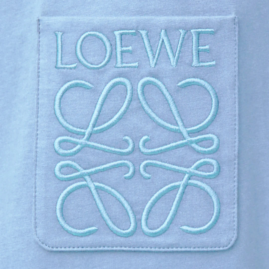 Loewe Relaxed Fit Tonal Pocket Logo T Shirt in Light Blue