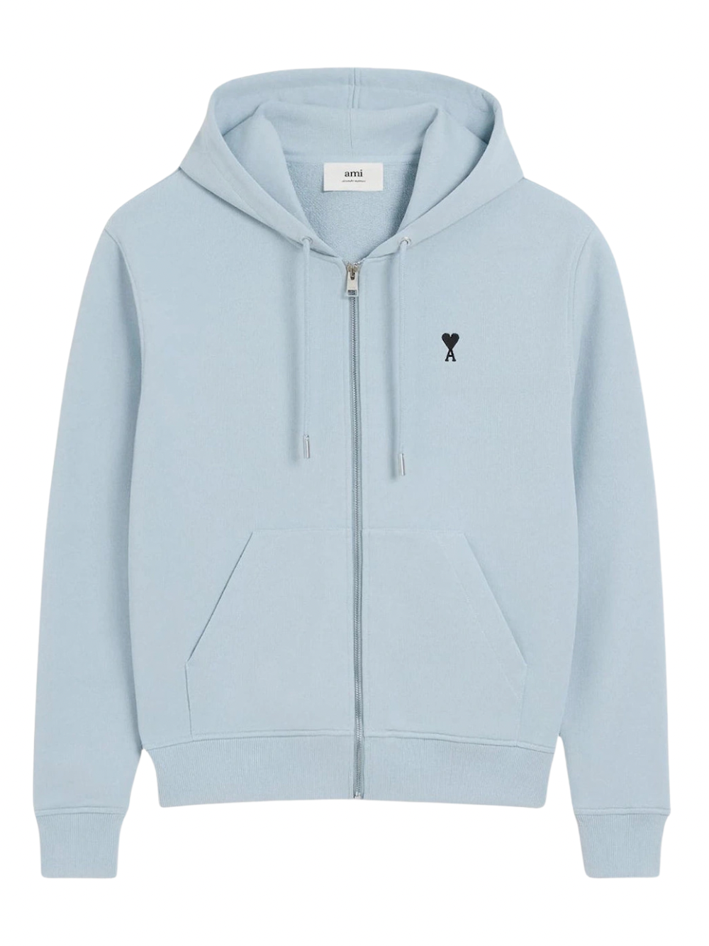 Ami Paris Logo Zip Up Hoodie Sky Blue