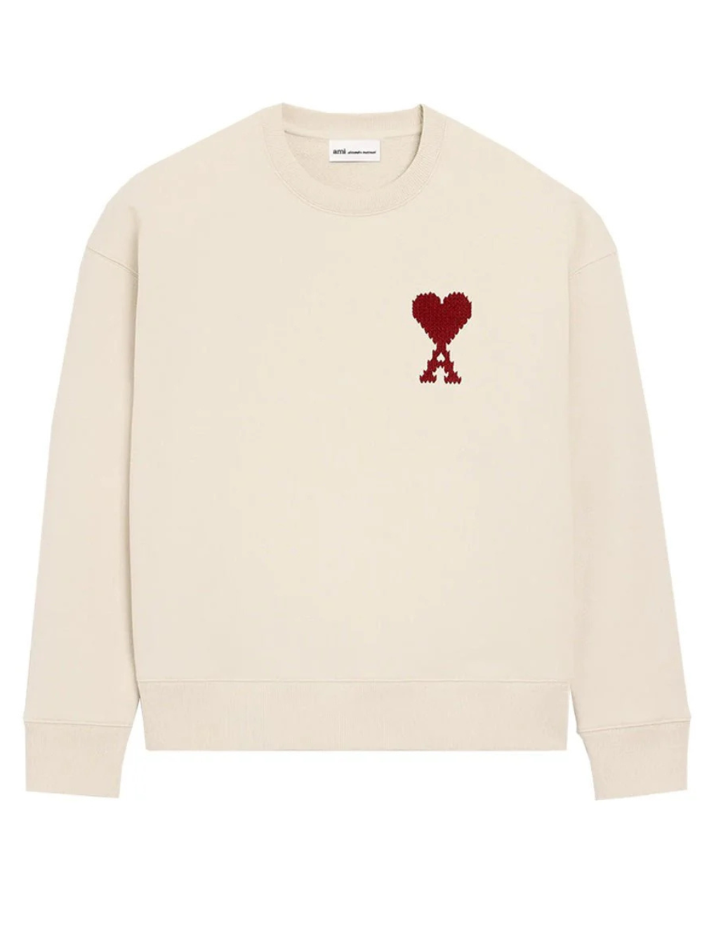 Ami Paris Heart Zigzag SweatShirt Beige/Red