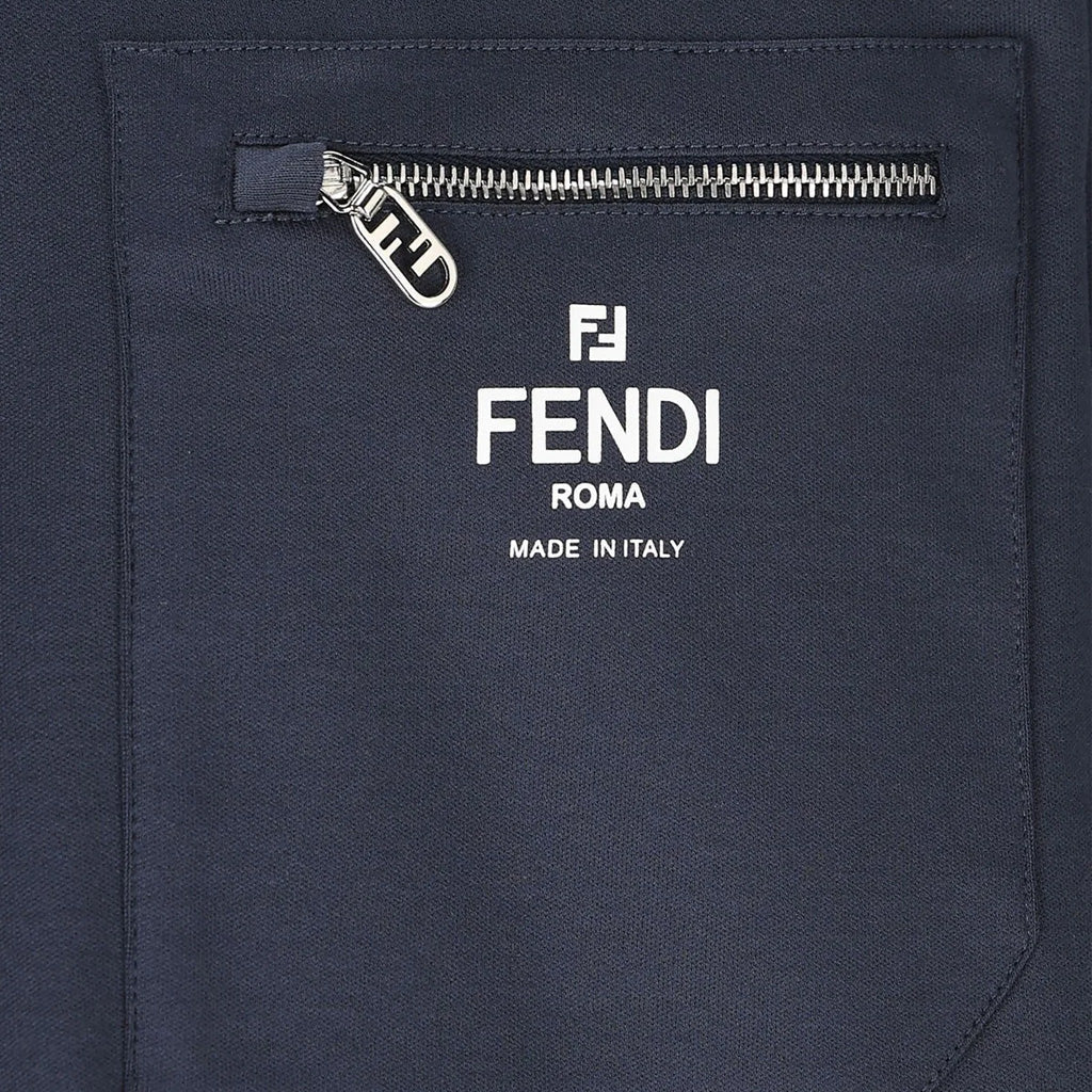 Fendi Roma Zip Detail T Shirt Navy