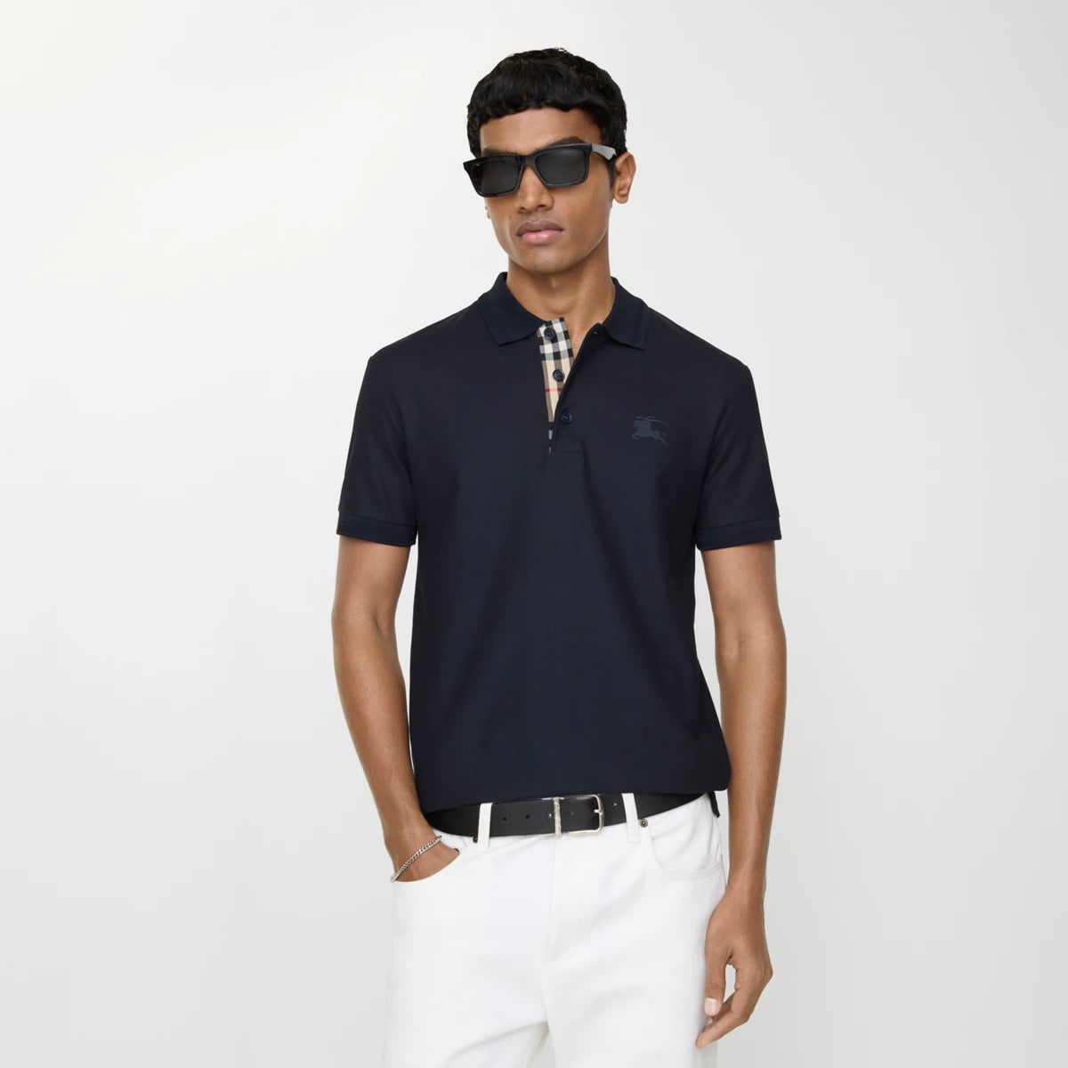 Burberry Cotton EKD Embroidered Polo Shirt Navy
