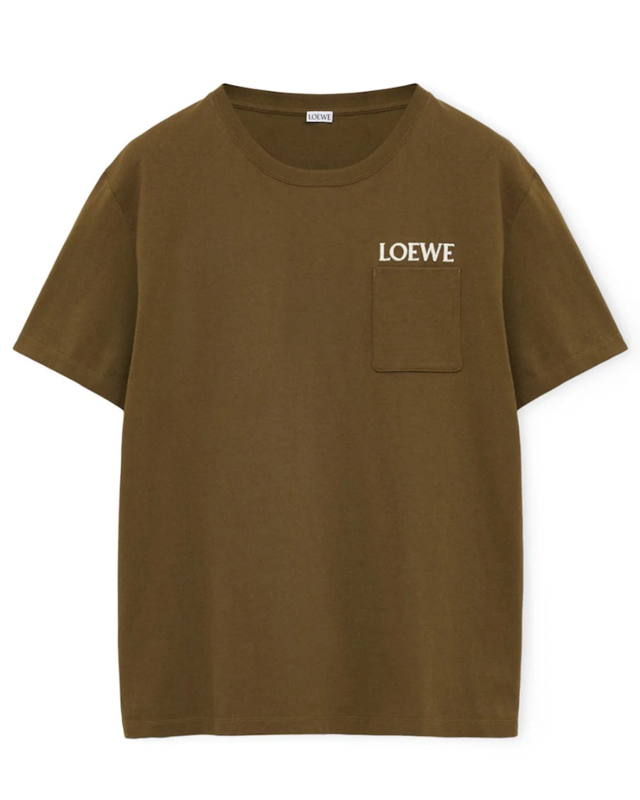 Loewe Brand-Embroidery Relaxed Fit T-Shirt Khaki