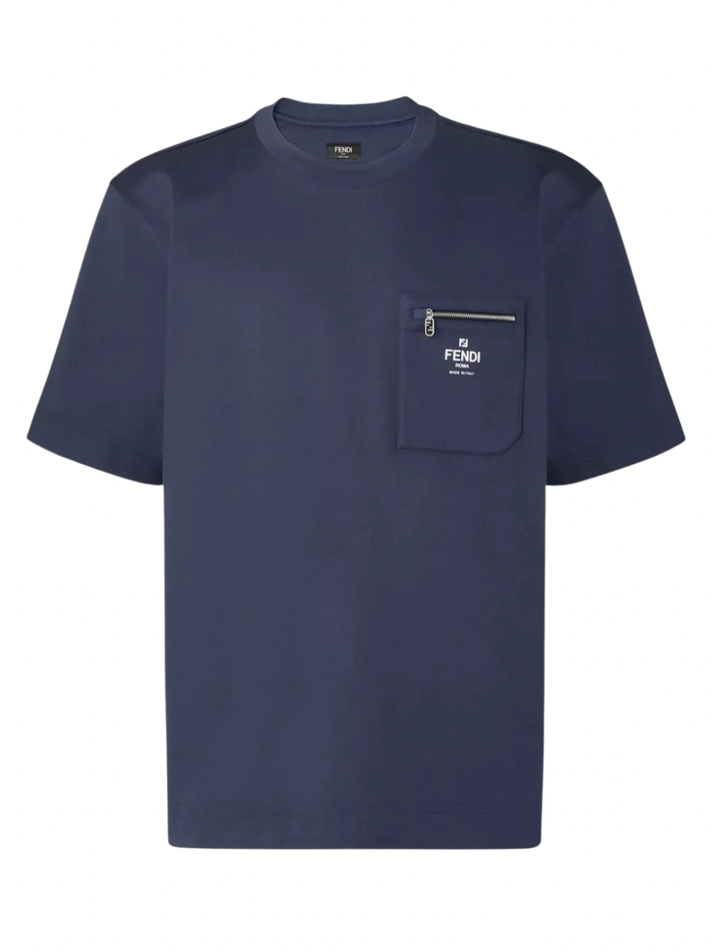 Fendi Roma Zip Detail T Shirt Navy