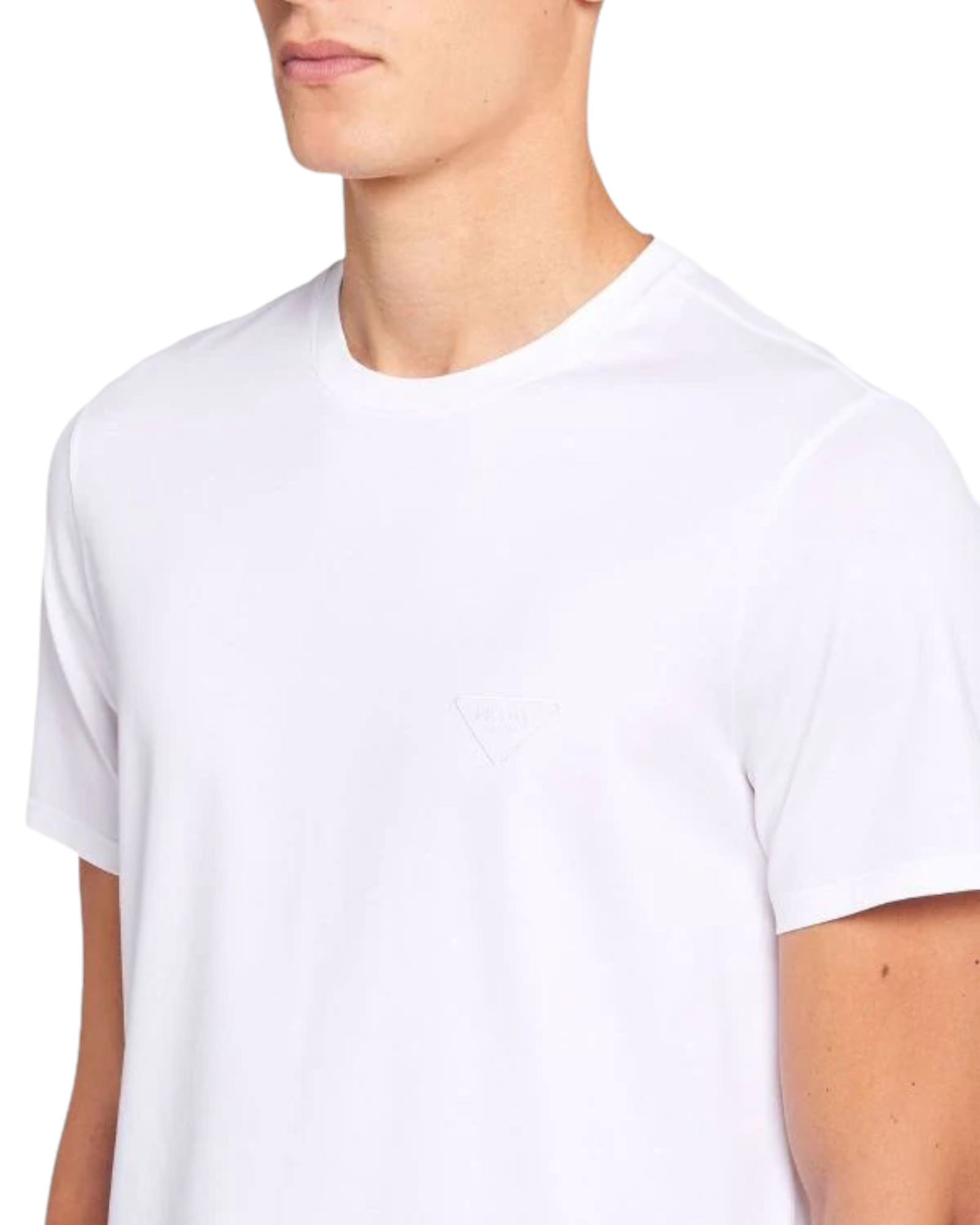 Prada Triangle Logo T Shirt White