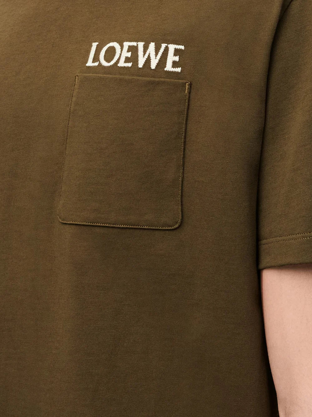 Loewe Brand-Embroidery Relaxed Fit T-Shirt Khaki