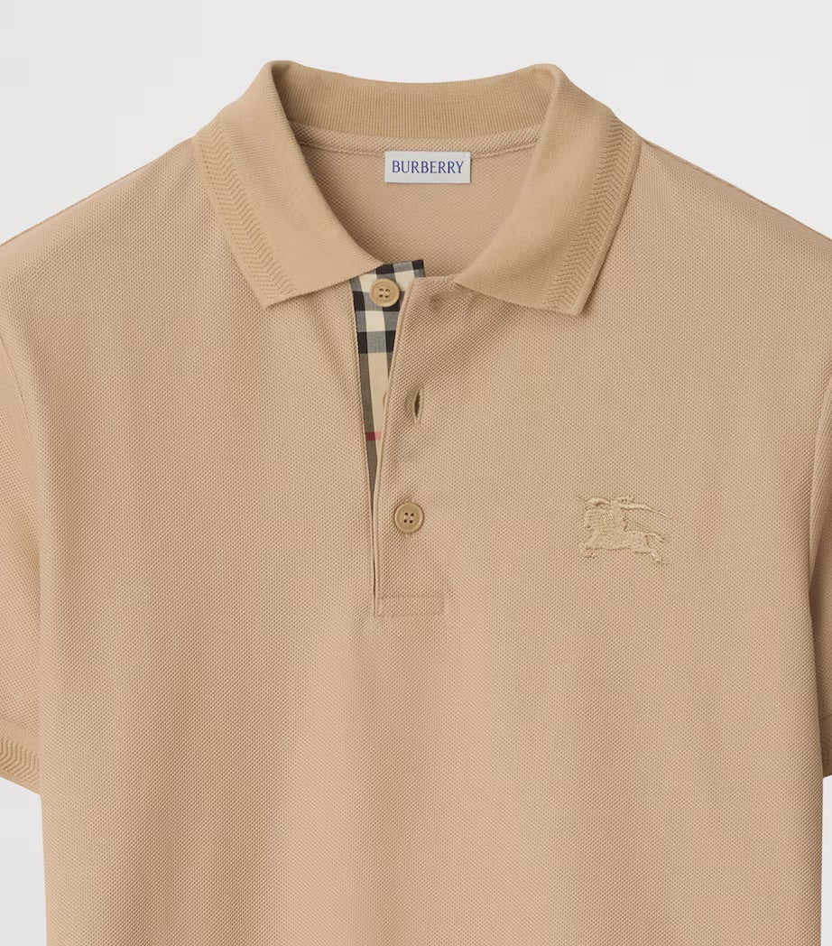 Burberry Cotton EKD Embroidered Polo Shirt Camel