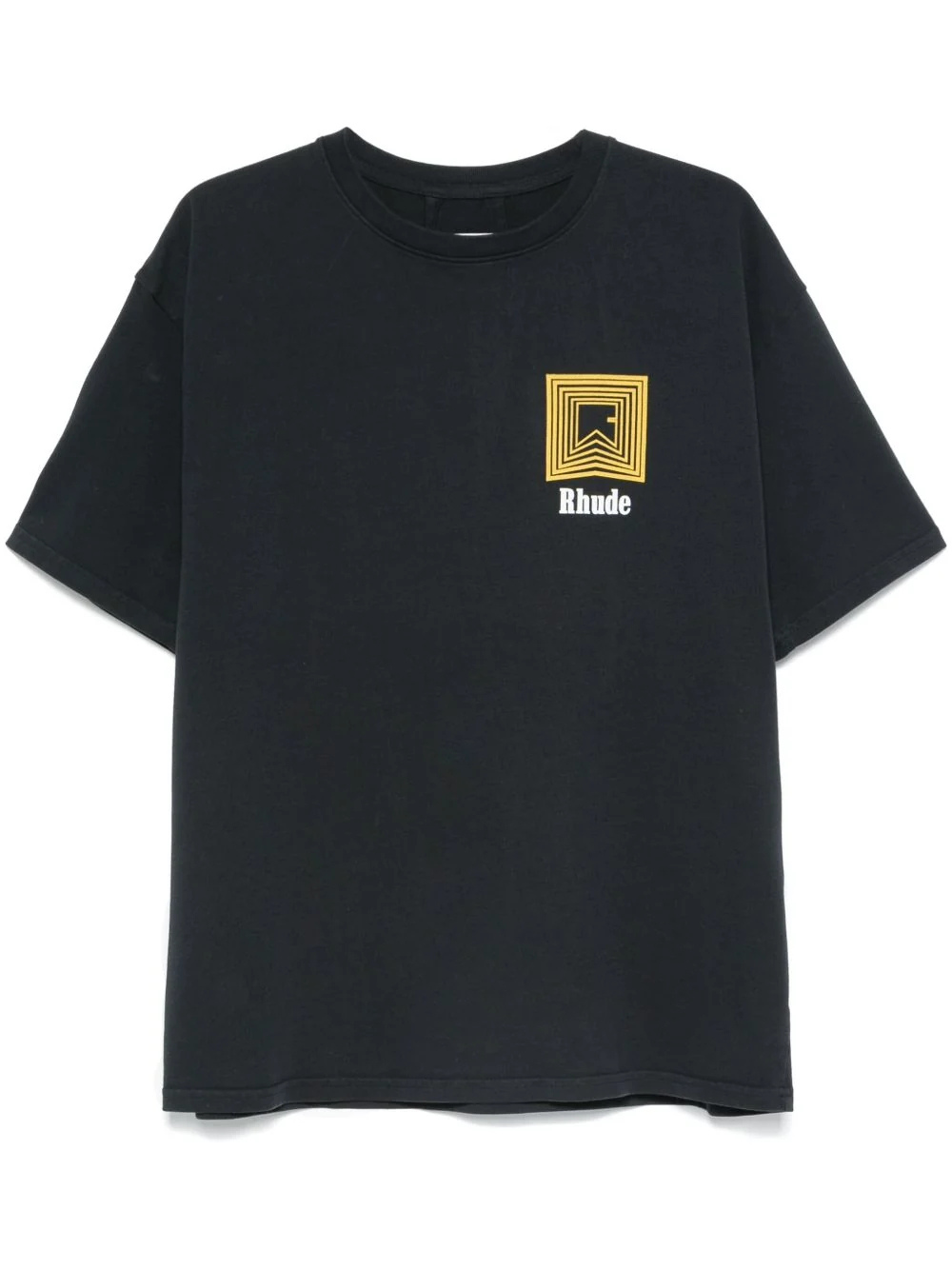Rhude Chevron Repeat Logo T Shirt Black/Yellow