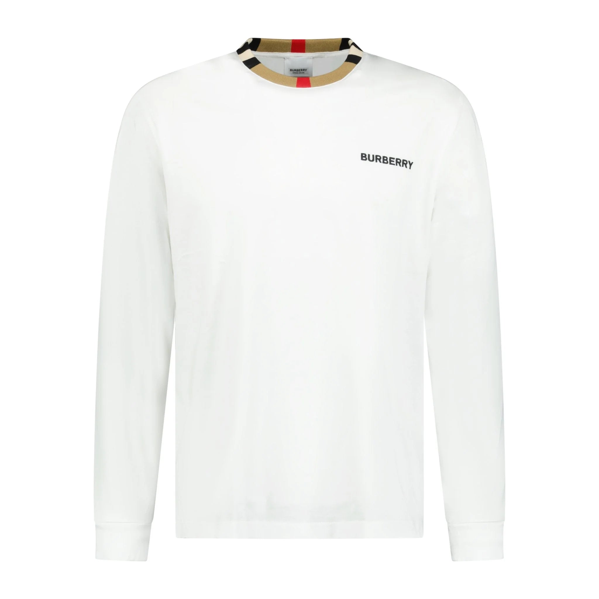 Burberry 'Jayson' Check Long Sleeve T Shirt White