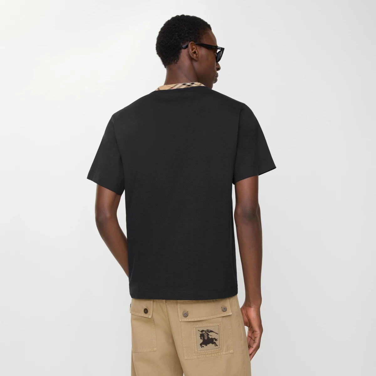 Burberry Check Trim Relaxed Fit T Shirt Black