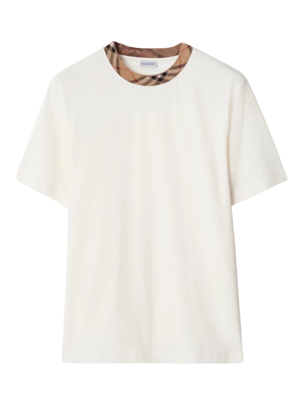 Burberry Check Trim Relaxed Fit T Shirt White
