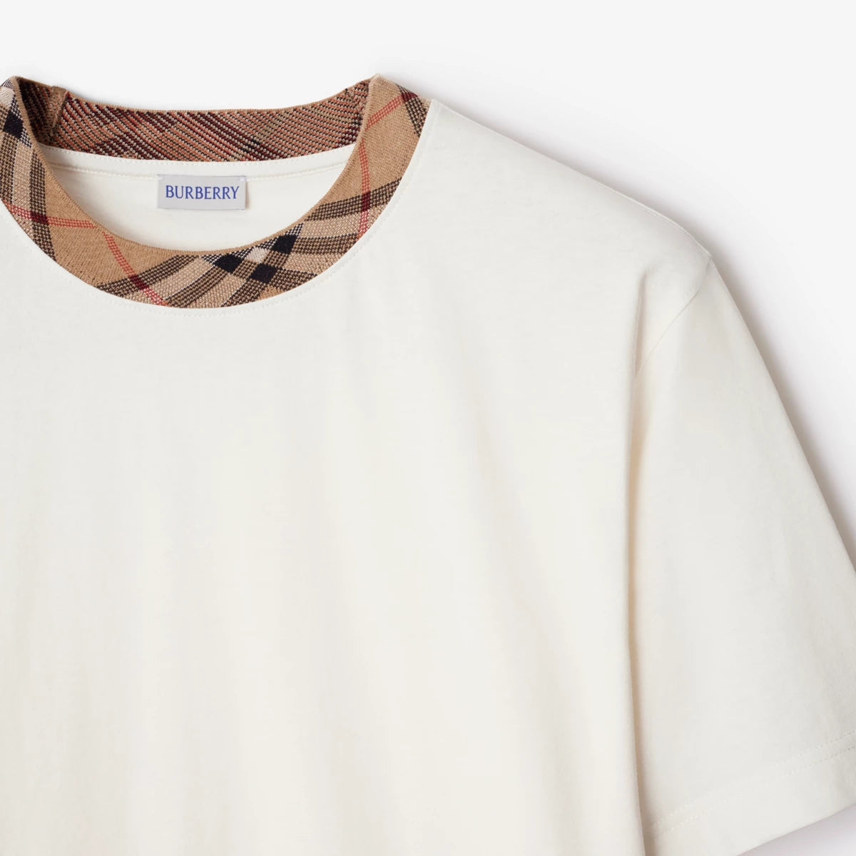 Burberry Check Trim Relaxed Fit T Shirt White