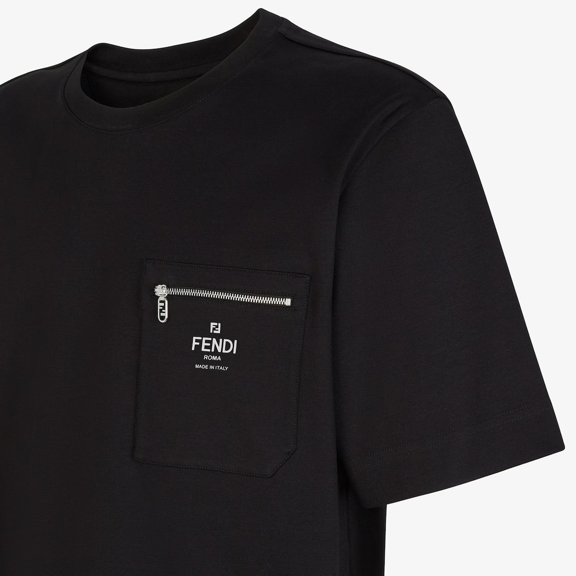 Fendi Roma Zip Detail T Shirt Black