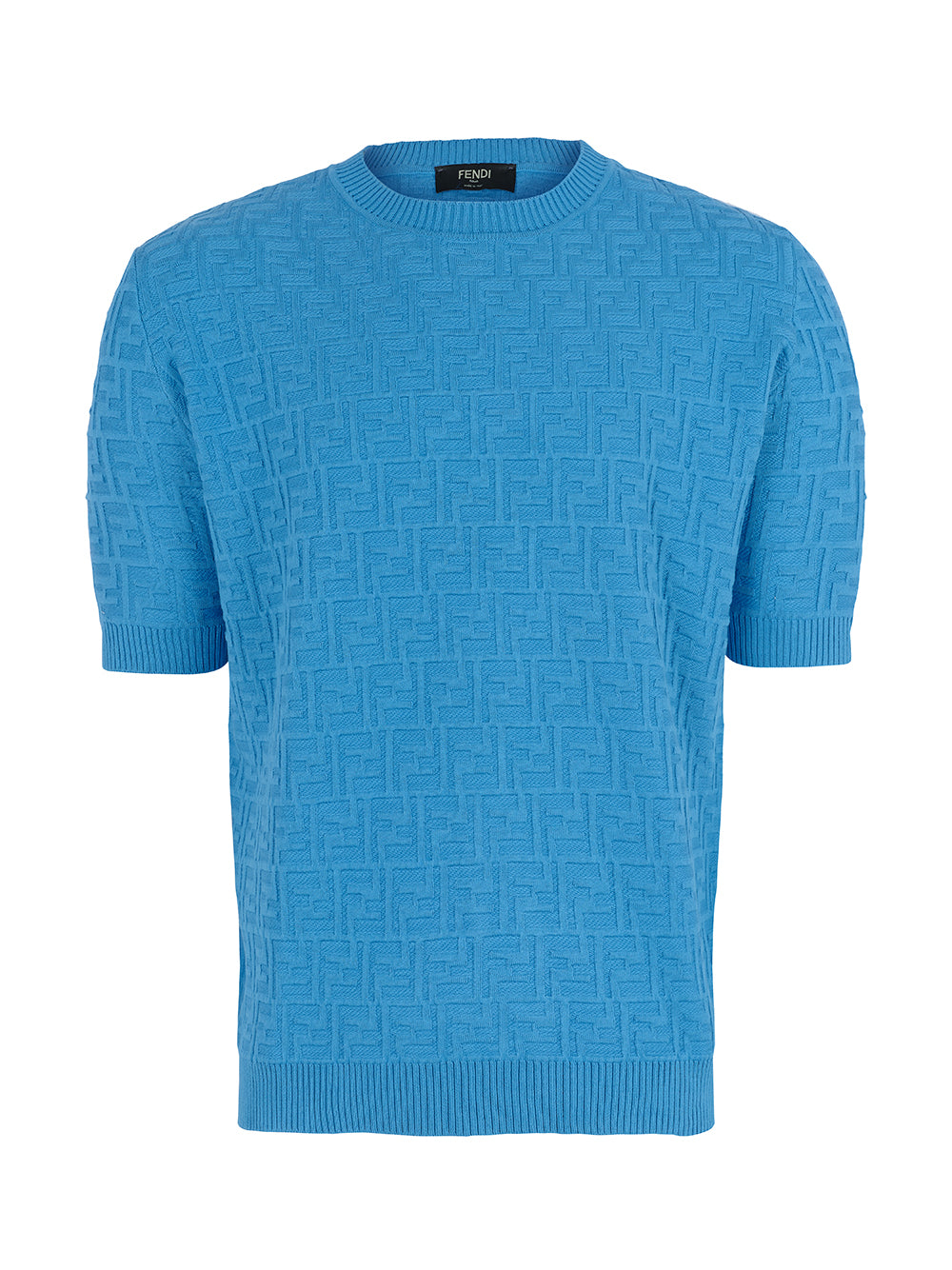 Fendi Textured Knit Pullover T Shirt Light Blue