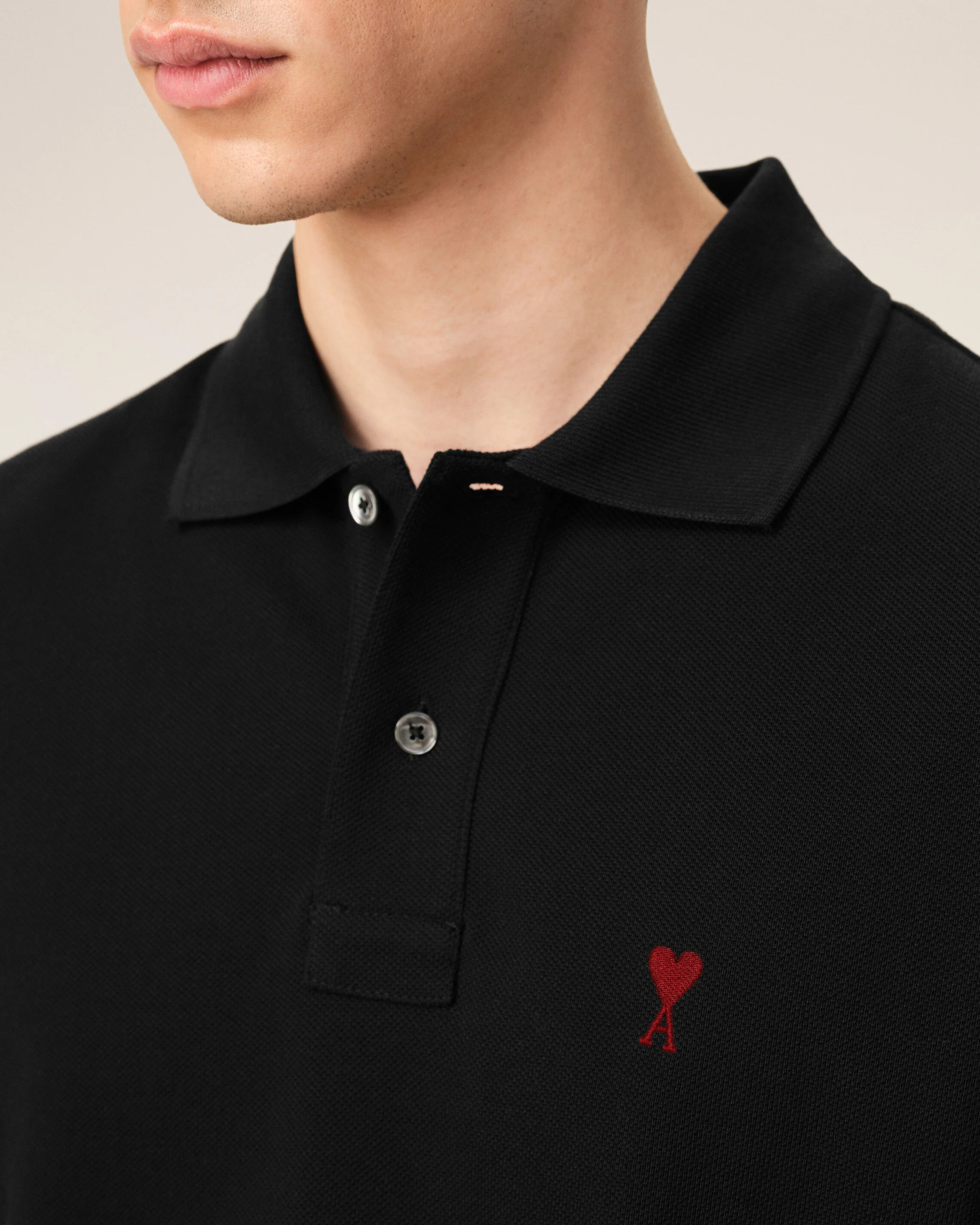 Ami Paris Ami De Coeur Polo Shirt Black