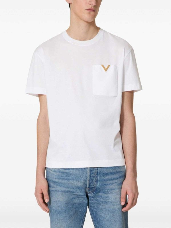 Valentino Garavani V Detail Pocket T Shirt White