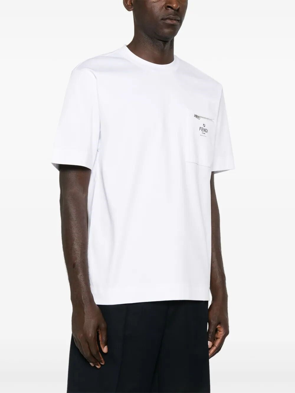 Fendi Roma Zip Detail T Shirt White