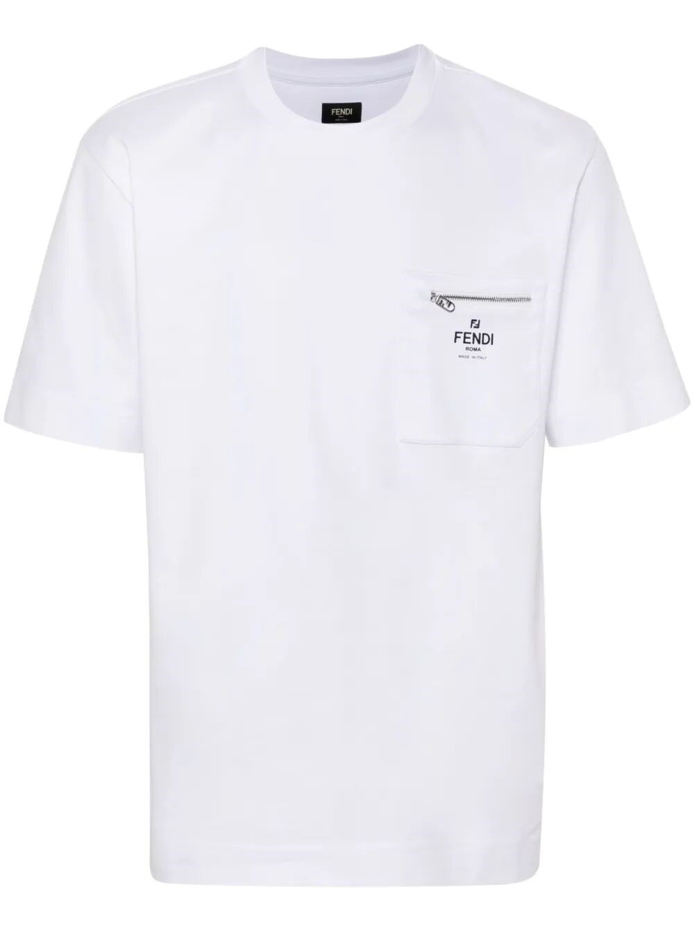 Fendi Roma Zip Detail T Shirt White