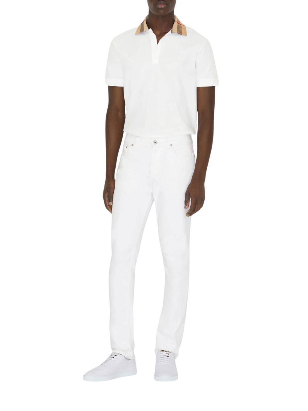 Burberry Vintage Check Print Collar Polo Shirt White