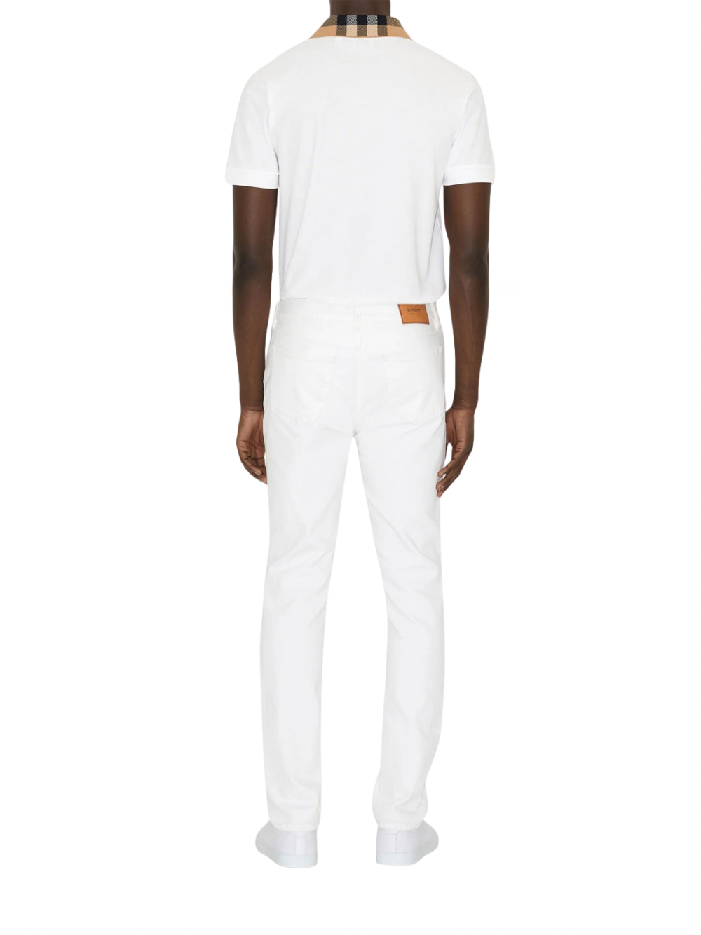 Burberry Vintage Check Print Collar Polo Shirt White