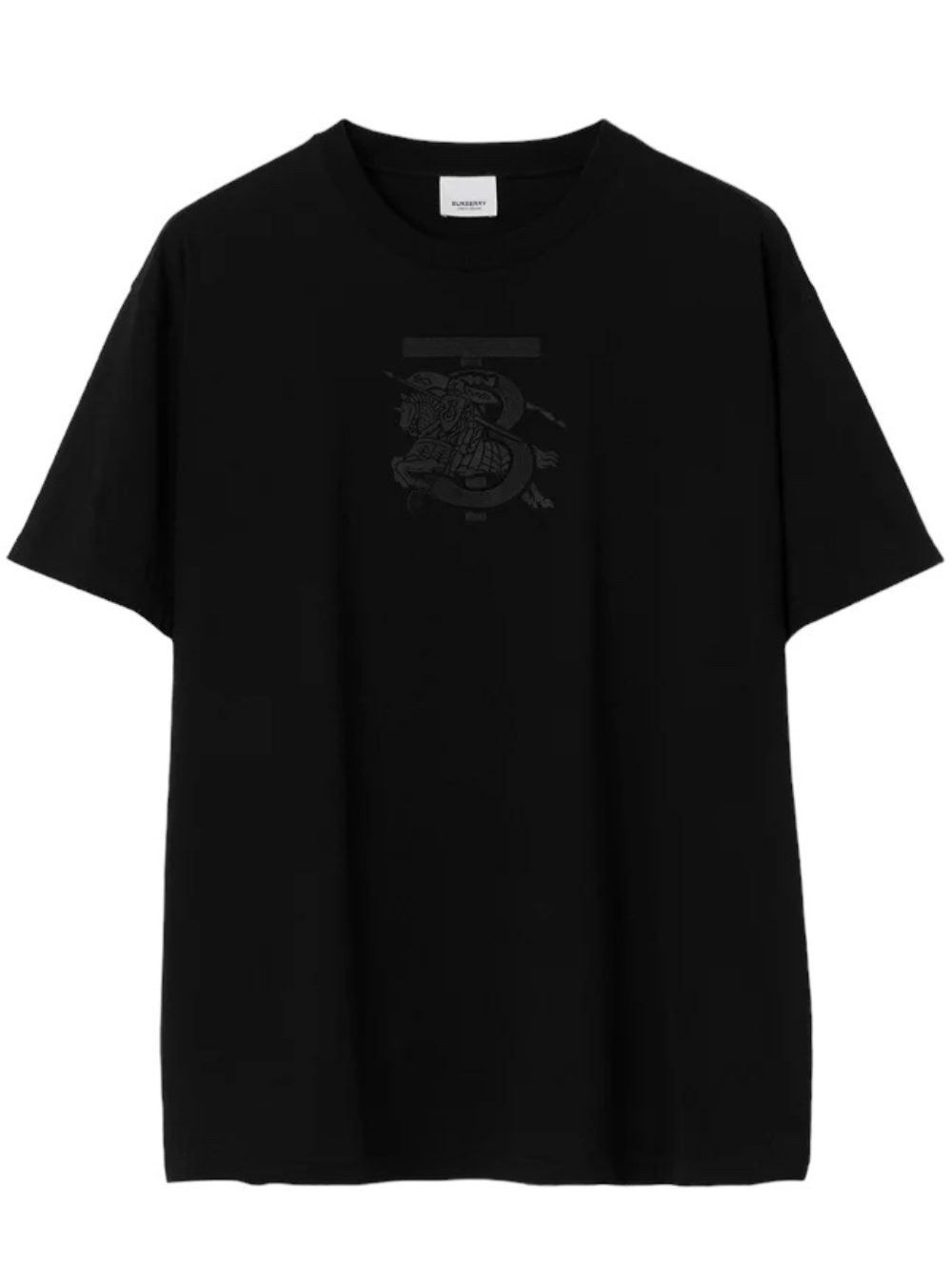 Burberry Embroidered Monogram Ekd Cotton T-Shirt Black