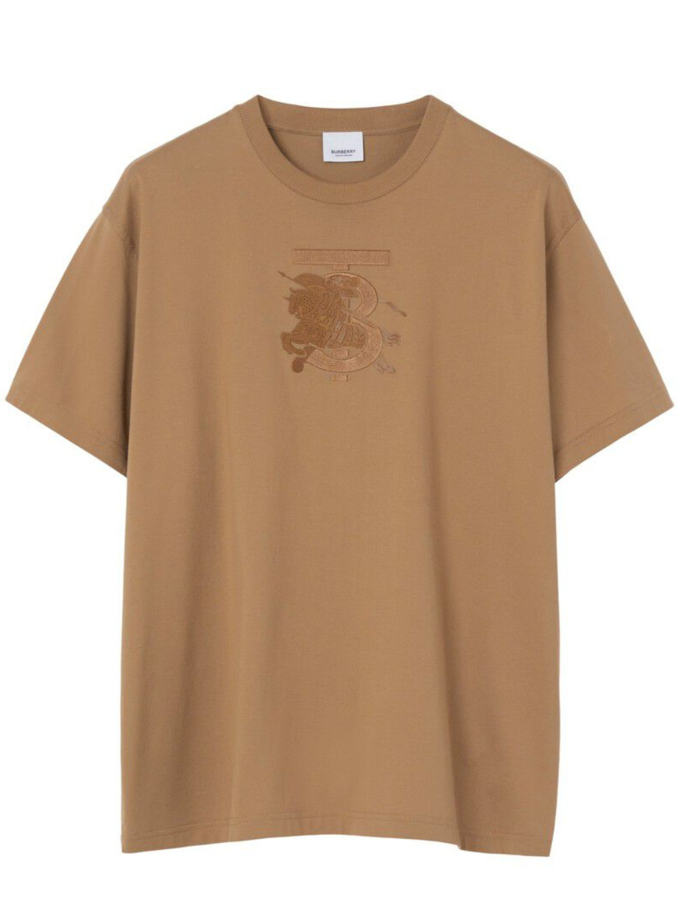 Burberry Embroidered Monogram Ekd Cotton T-Shirt Brown