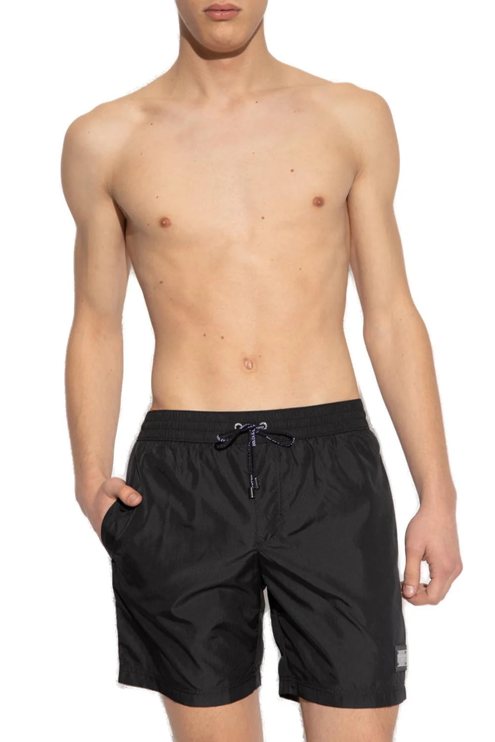 Dolce & Gabbana Plate Drawstring SwimShorts Black