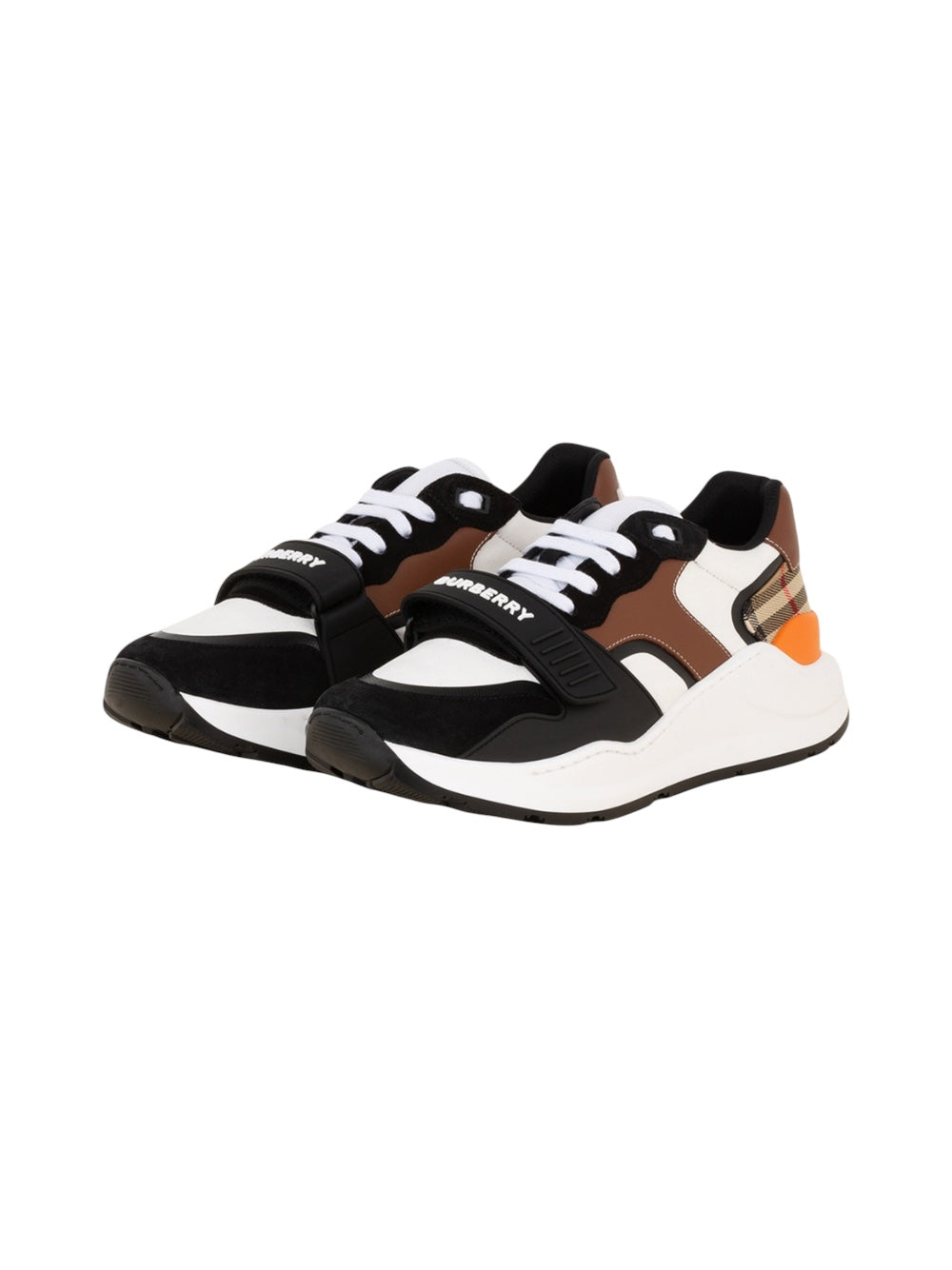 BURBERRY Ramsey Check &  Leather Sneaker Black/archive Beige