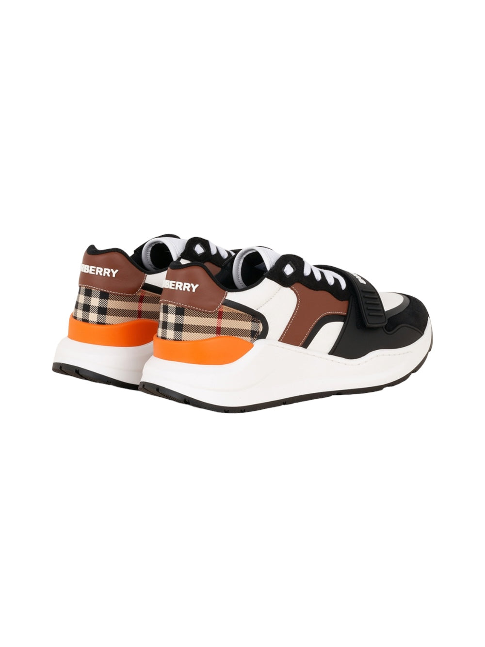 BURBERRY Ramsey Check &  Leather Sneaker Black/archive Beige