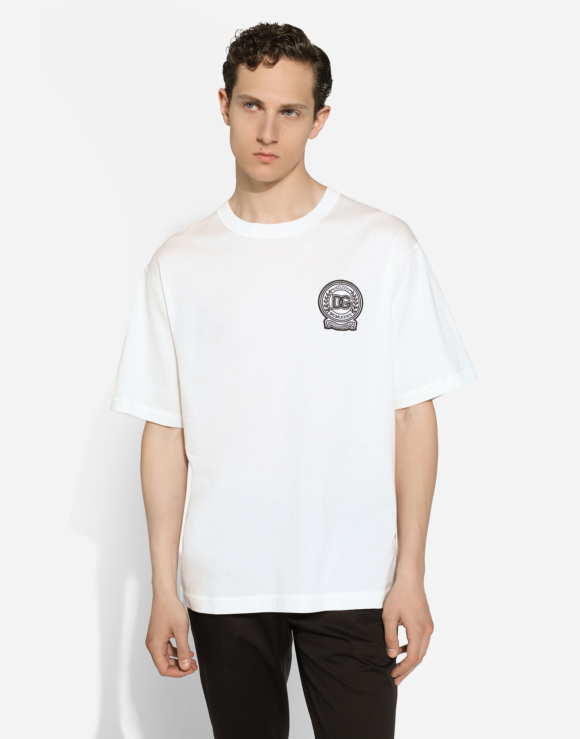 Dolce & Gabbana Cotton Embroidered Logo T Shirt White