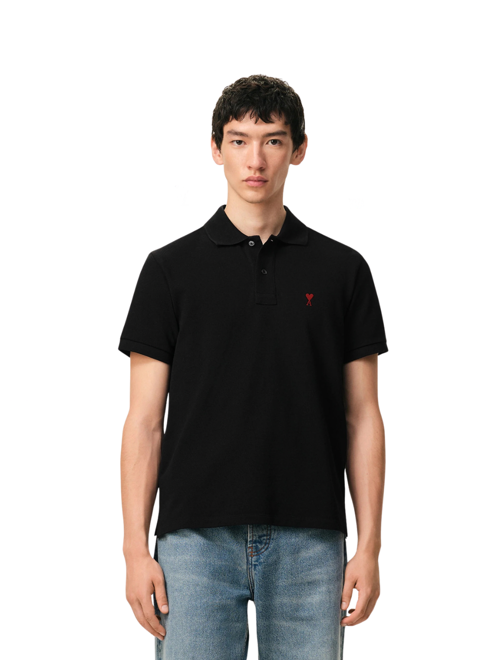 Ami Paris Ami De Coeur Polo Shirt Black