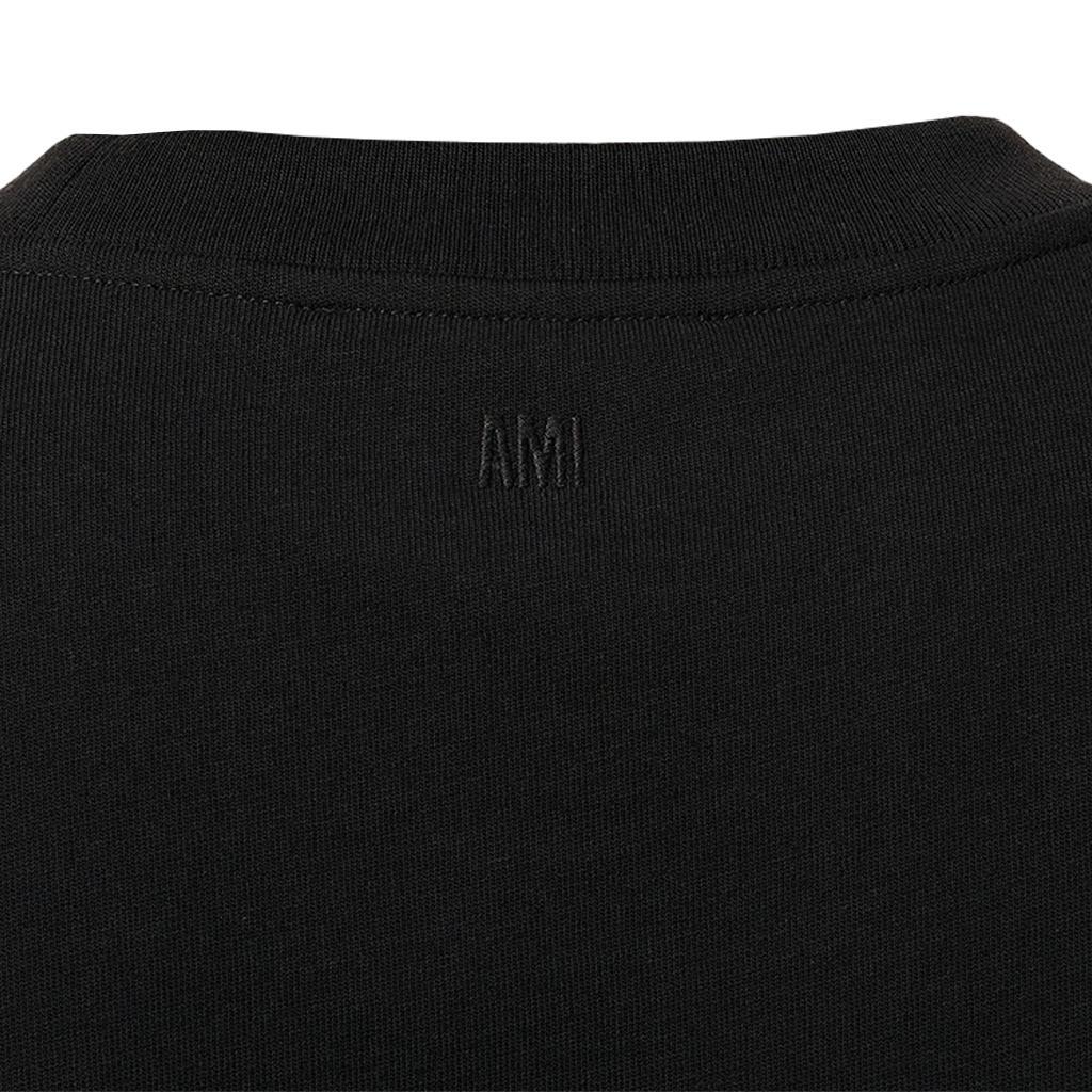 Ami Paris Heart Patch T Shirt Black /Brown