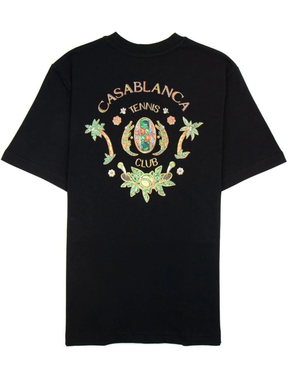 CASABLANCA JOYAUX D'AFRIQUE TENNIS CLUB PRINTED T SHIRT BLACK